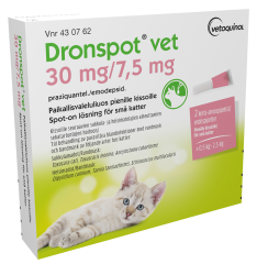 DRONSPOT VET 30/7,5 mg paikallisvaleluliuos (pienille kissoille)2x0,35 ml